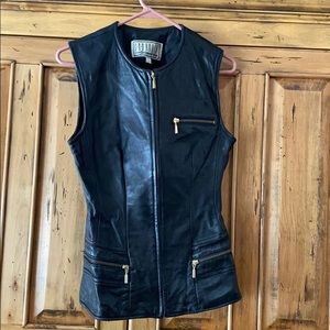 B.B.DAKOTA Leather Vest with Acetate Satin Lining.